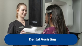 Student taking xrays of teeth