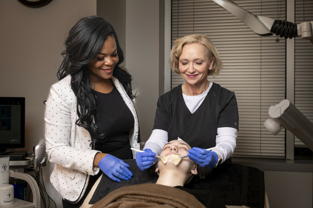 Esthetician instructor with Student